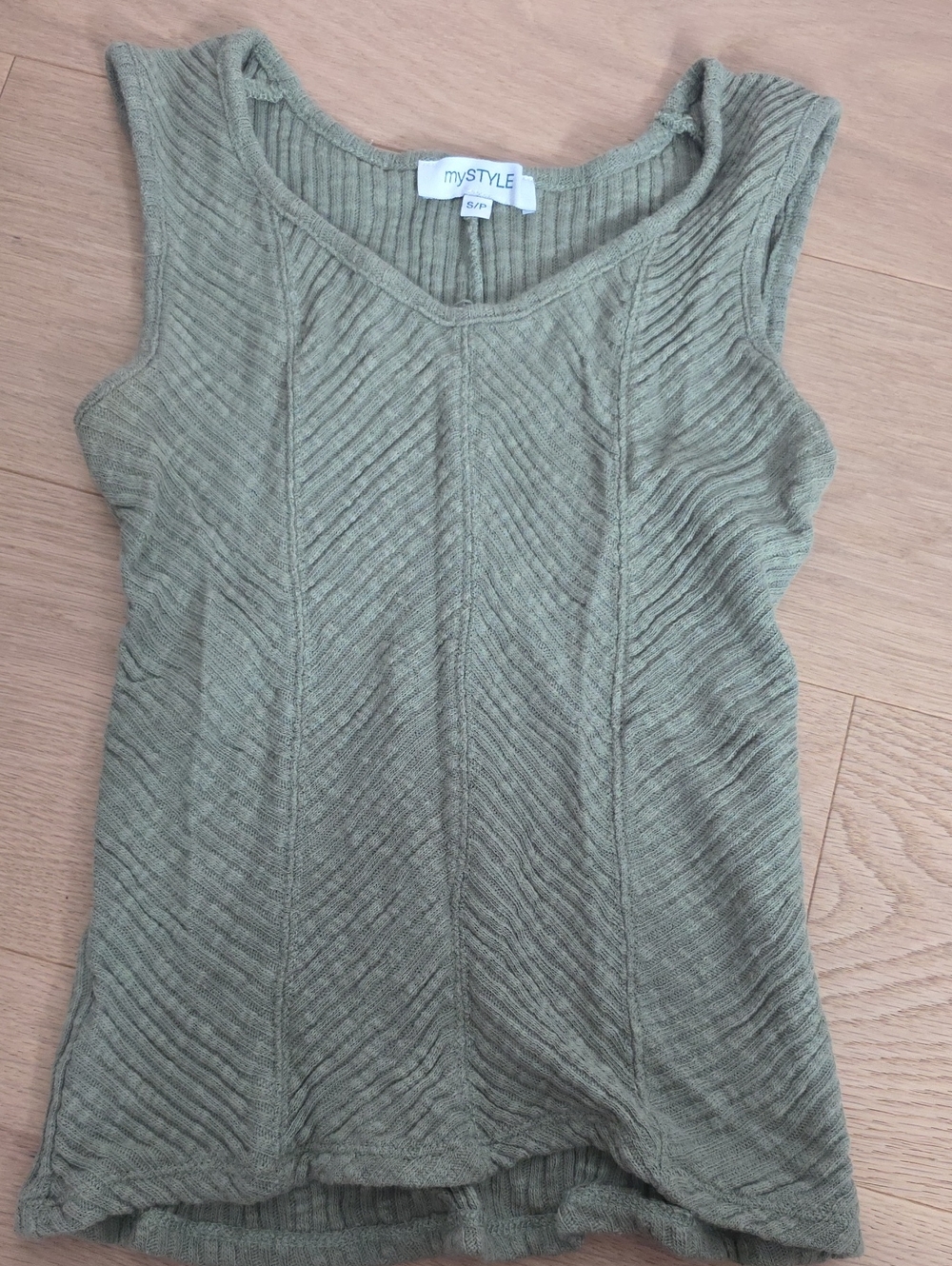 Olive Green Ribbed Knit Tank Top